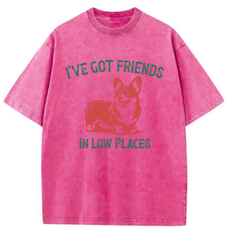 I've Got Friends In Low Places Corgi Washed Unisex Tee