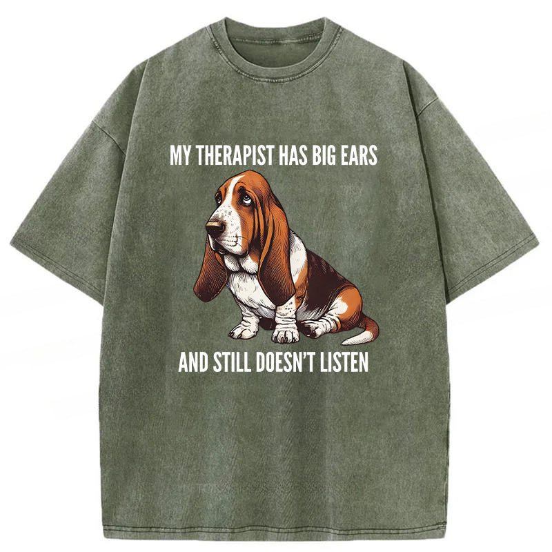 Basset Hound Washed Unisex Tee