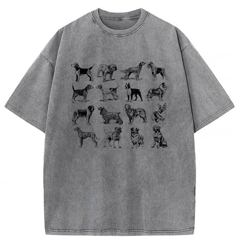 Vintage Dog Breeds Washed Unisex Tee