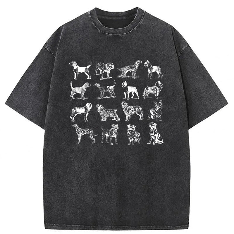 Vintage Dog Breeds Washed Unisex Tee