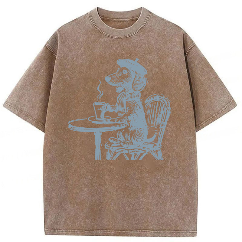 Dachshund Paris Washed Unisex Tee