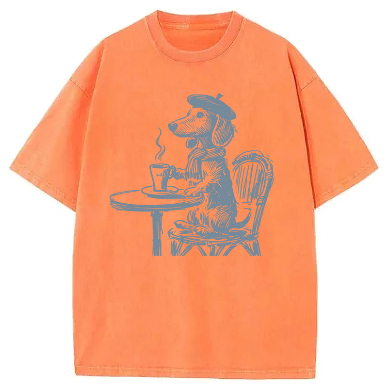Dachshund Paris Washed Unisex Tee