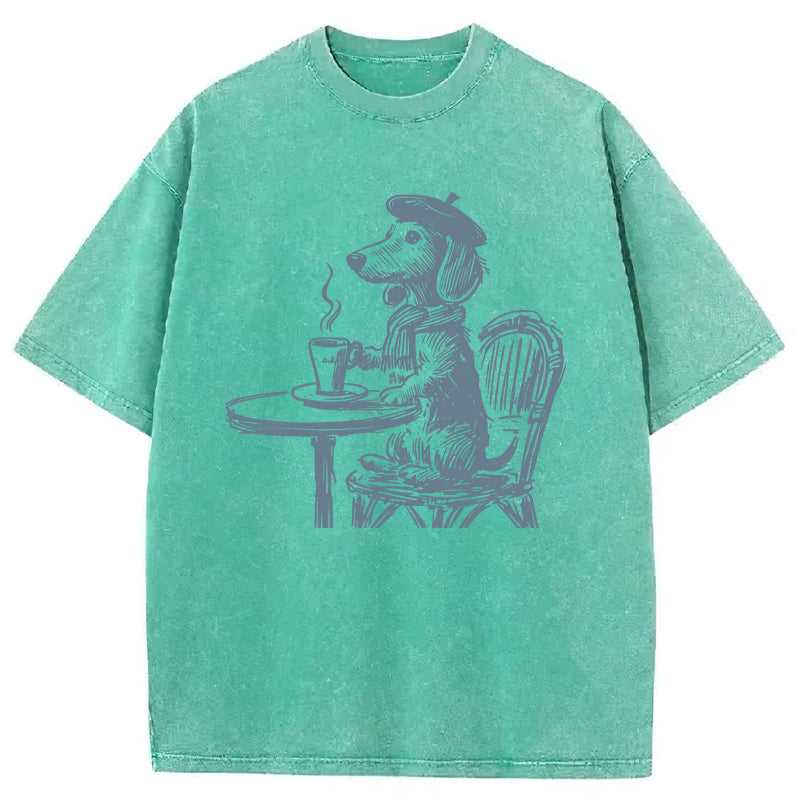 Dachshund Paris Washed Unisex Tee