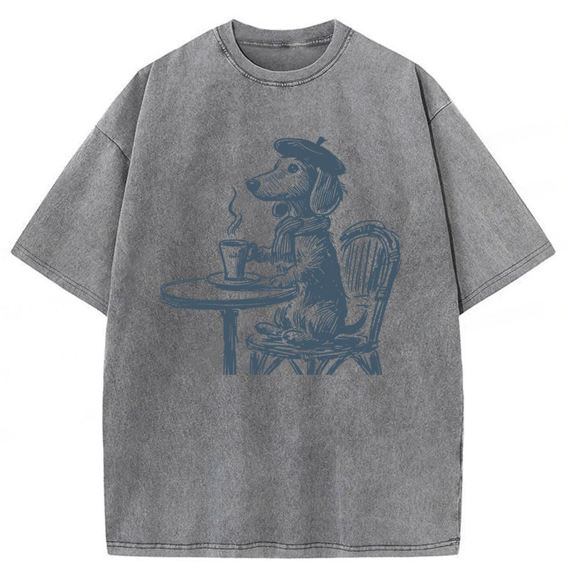 Dachshund Paris Washed Unisex Tee