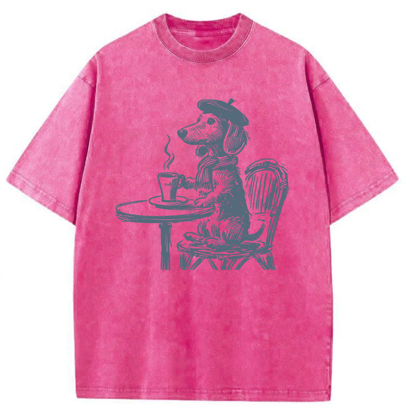 Dachshund Paris Washed Unisex Tee