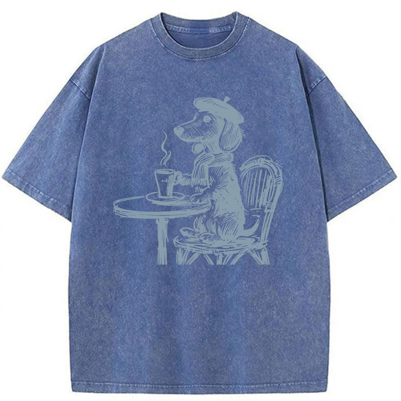 Dachshund Paris Washed Unisex Tee