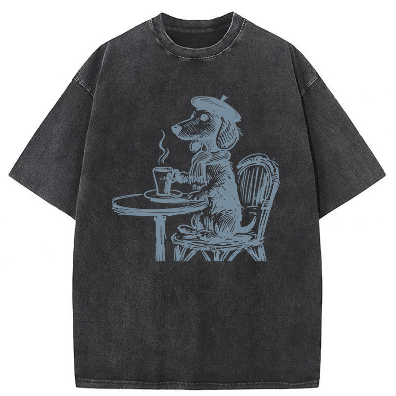Dachshund Paris Washed Unisex Tee