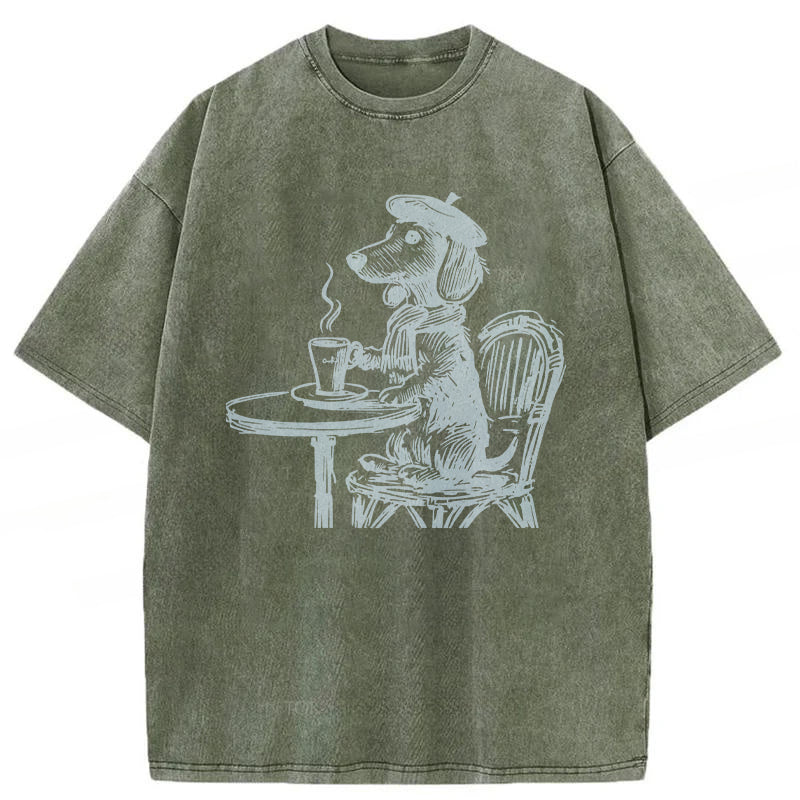 Dachshund Paris Washed Unisex Tee
