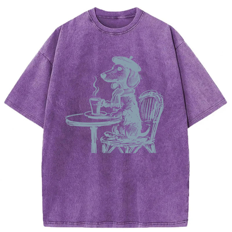 Dachshund Paris Washed Unisex Tee