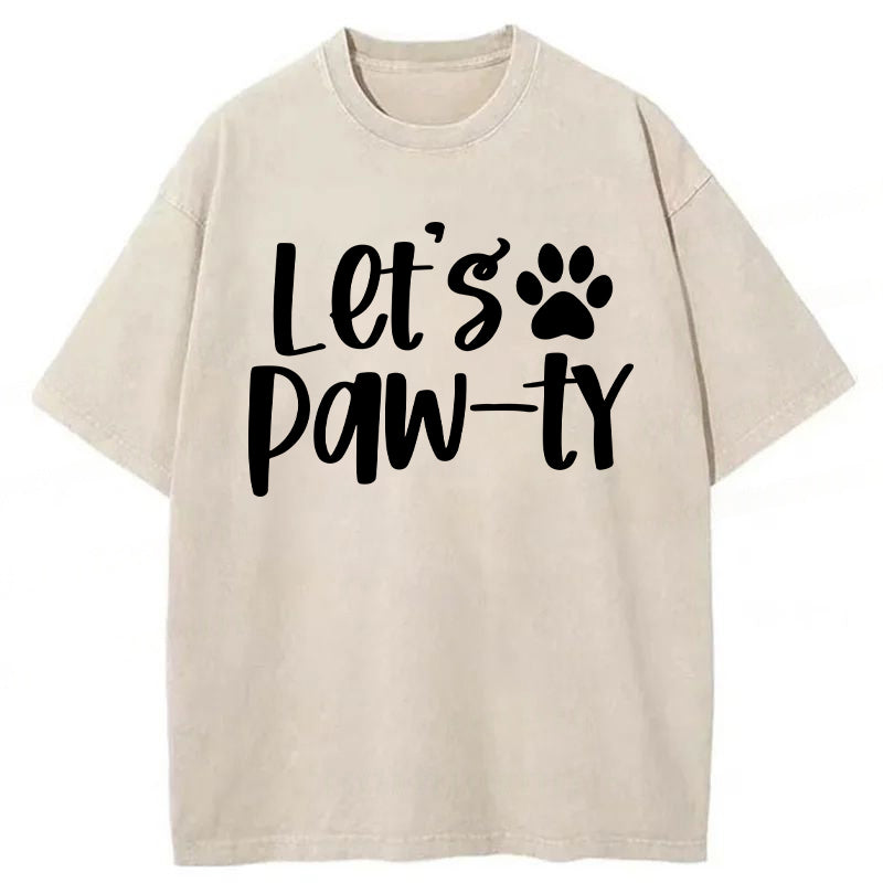 Let's Paw-ty Washed Unisex Tee