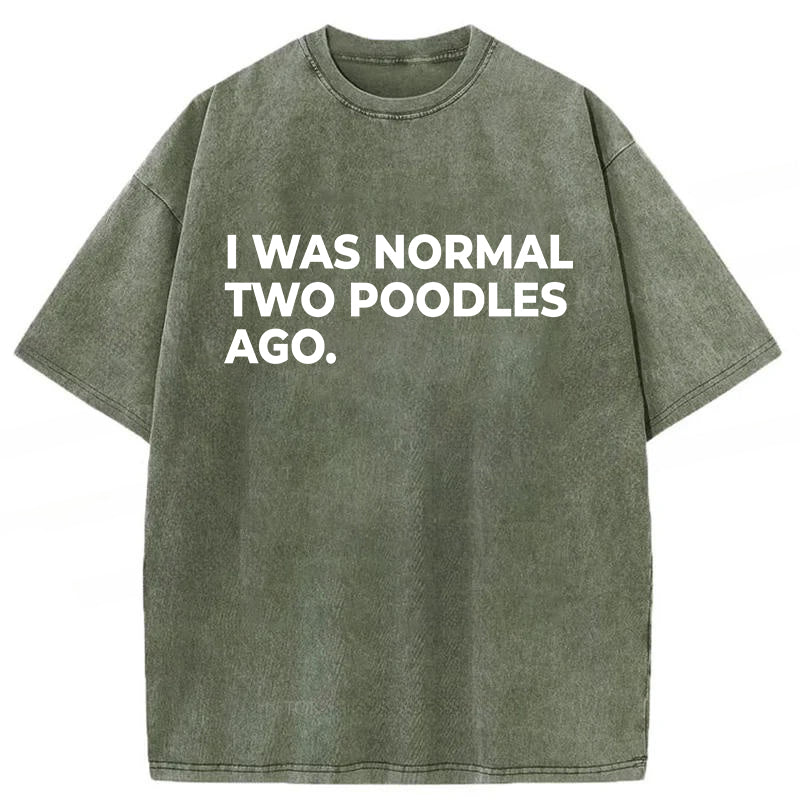 I Was Normal Two Poodles Ago Washed Unisex Tee