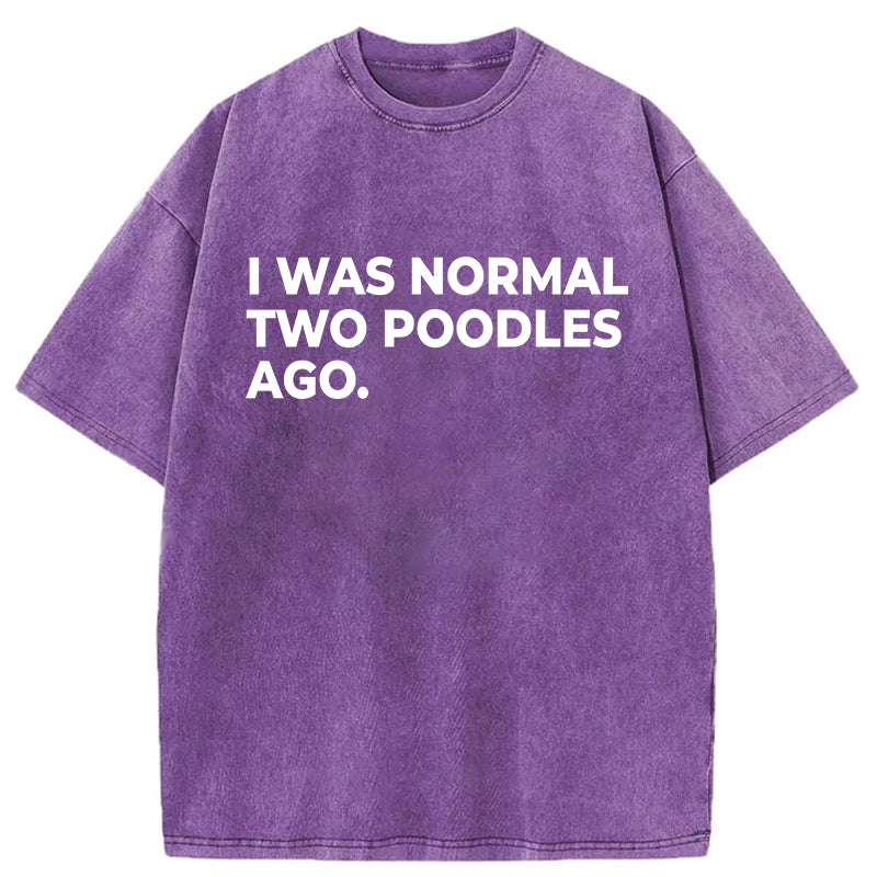 I Was Normal Two Poodles Ago Washed Unisex Tee
