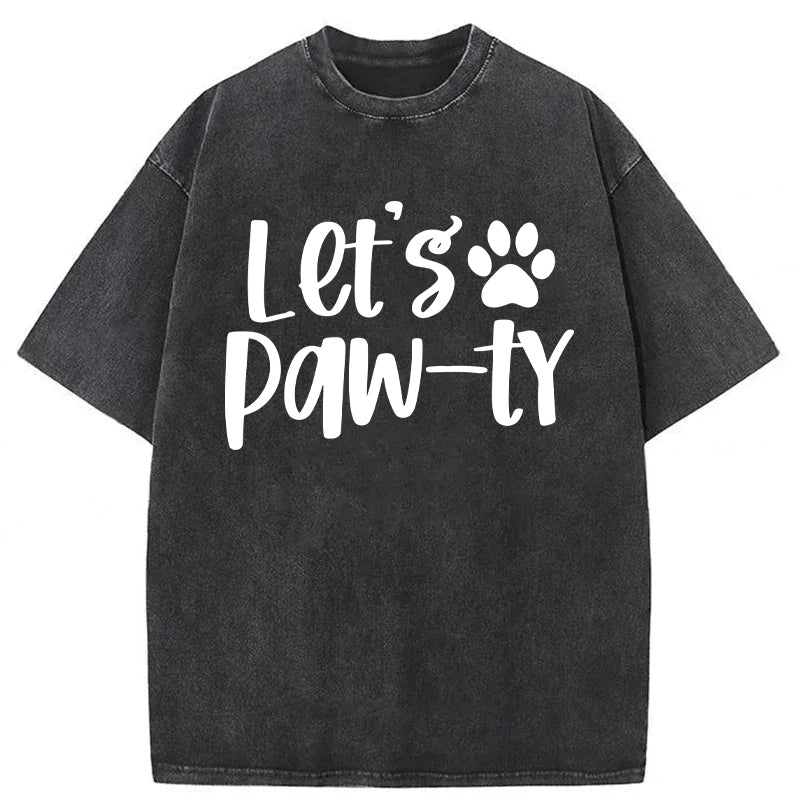 Let's Paw-ty Washed Unisex Tee