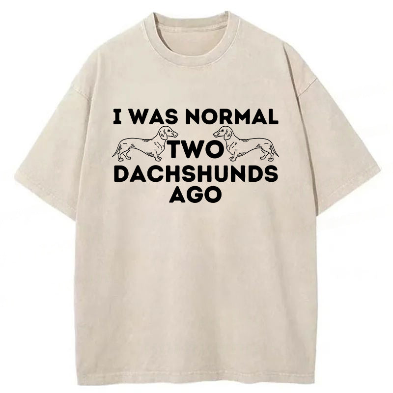 Normal Two Dachshunds Ago Washed Unisex Tee