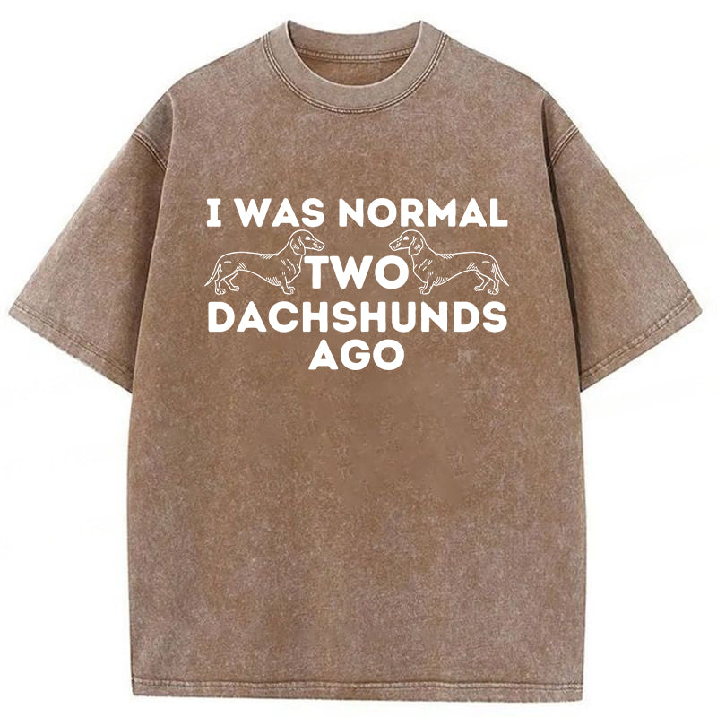 Normal Two Dachshunds Ago Washed Unisex Tee