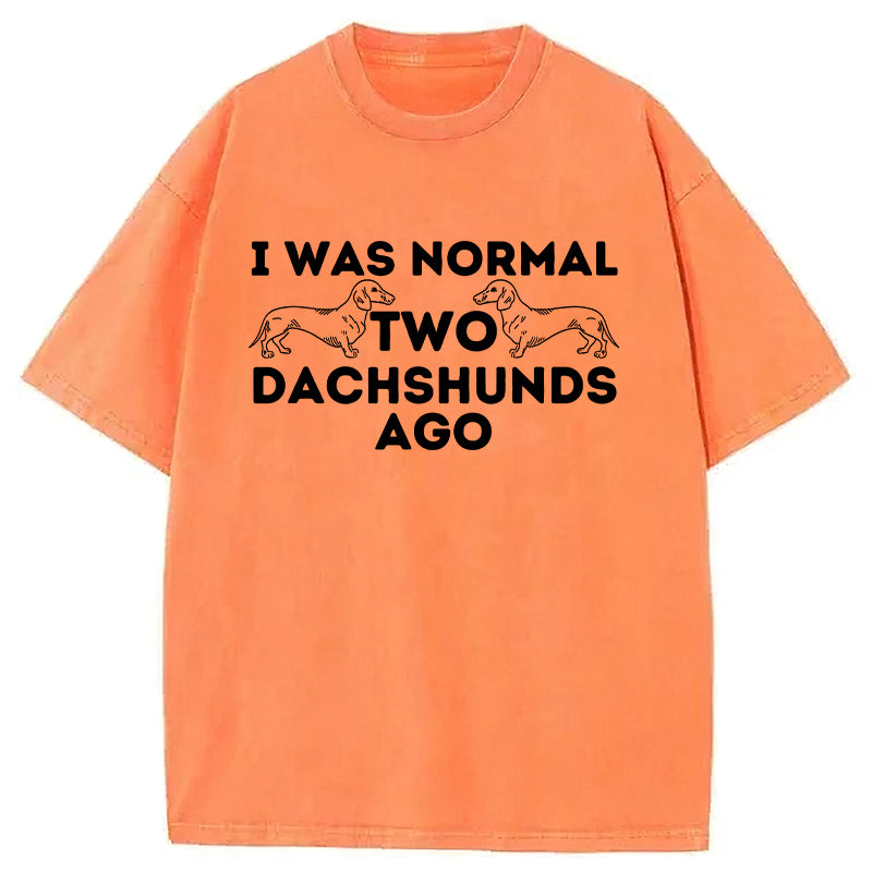 Normal Two Dachshunds Ago Washed Unisex Tee