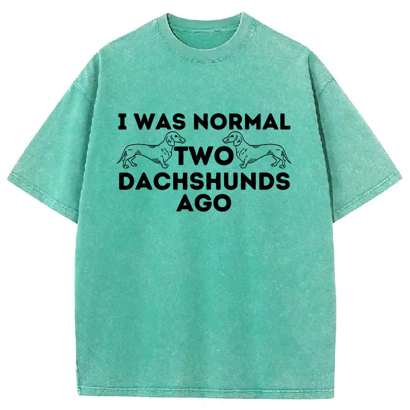 Normal Two Dachshunds Ago Washed Unisex Tee
