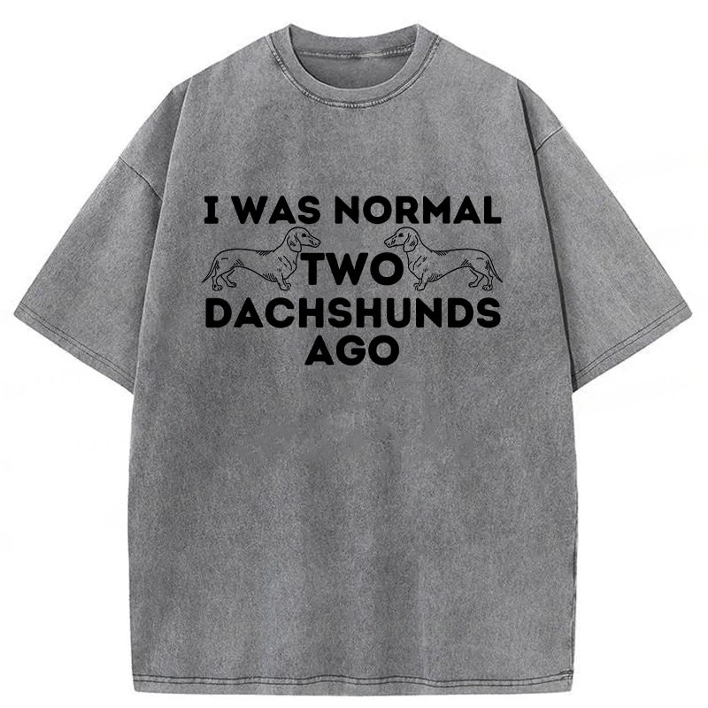 Normal Two Dachshunds Ago Washed Unisex Tee