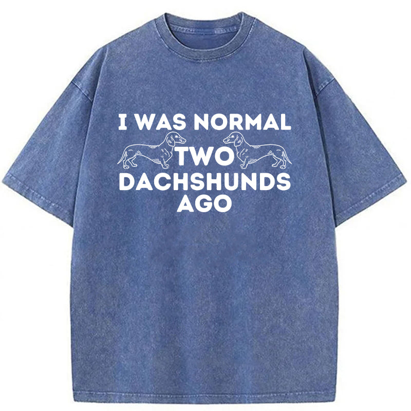 Normal Two Dachshunds Ago Washed Unisex Tee