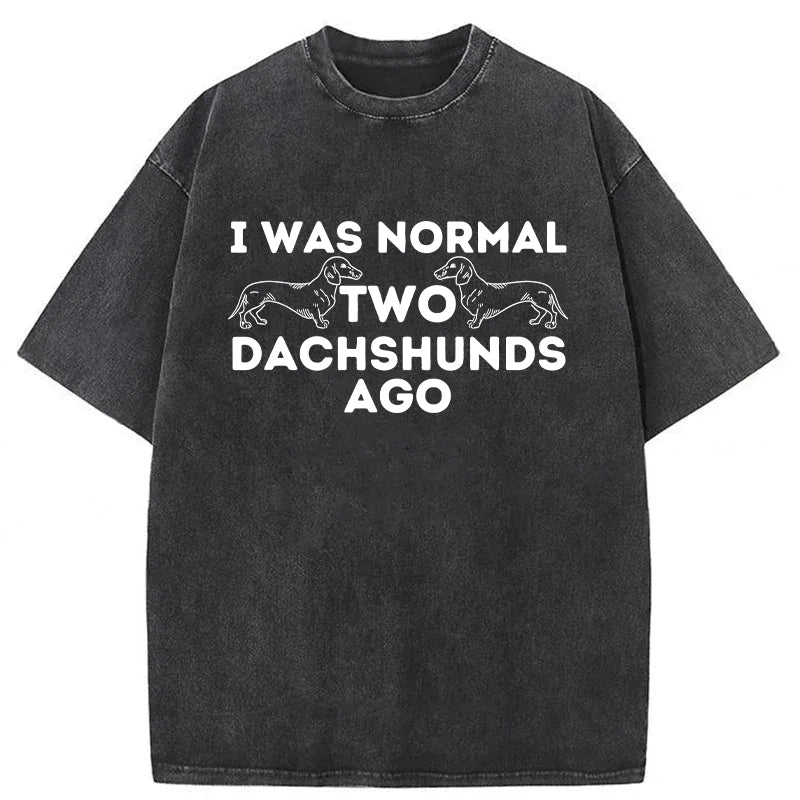 Normal Two Dachshunds Ago Washed Unisex Tee