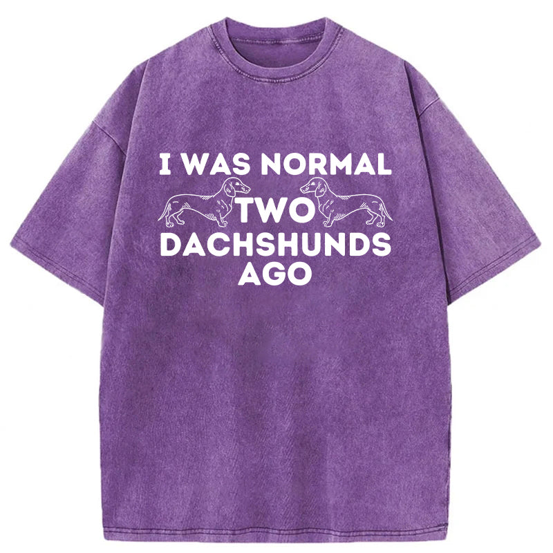 Normal Two Dachshunds Ago Washed Unisex Tee