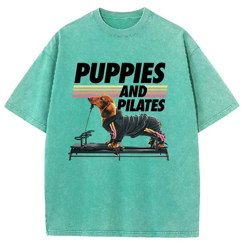Puppies And Pilates Washed Unisex Tee