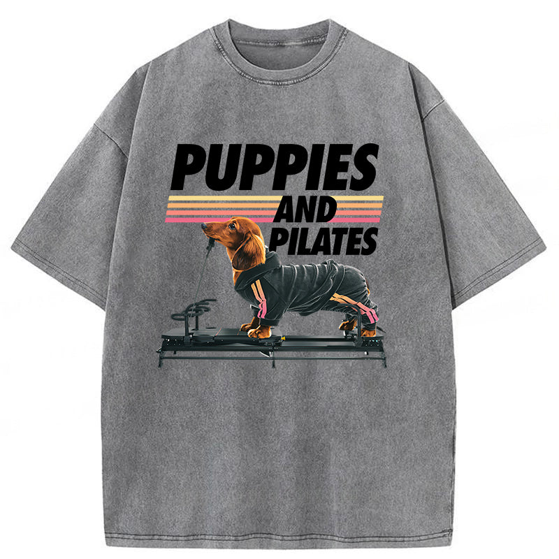 Puppies And Pilates Washed Unisex Tee