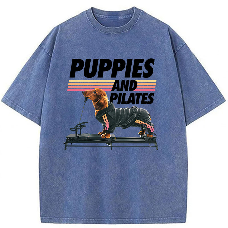 Puppies And Pilates Washed Unisex Tee
