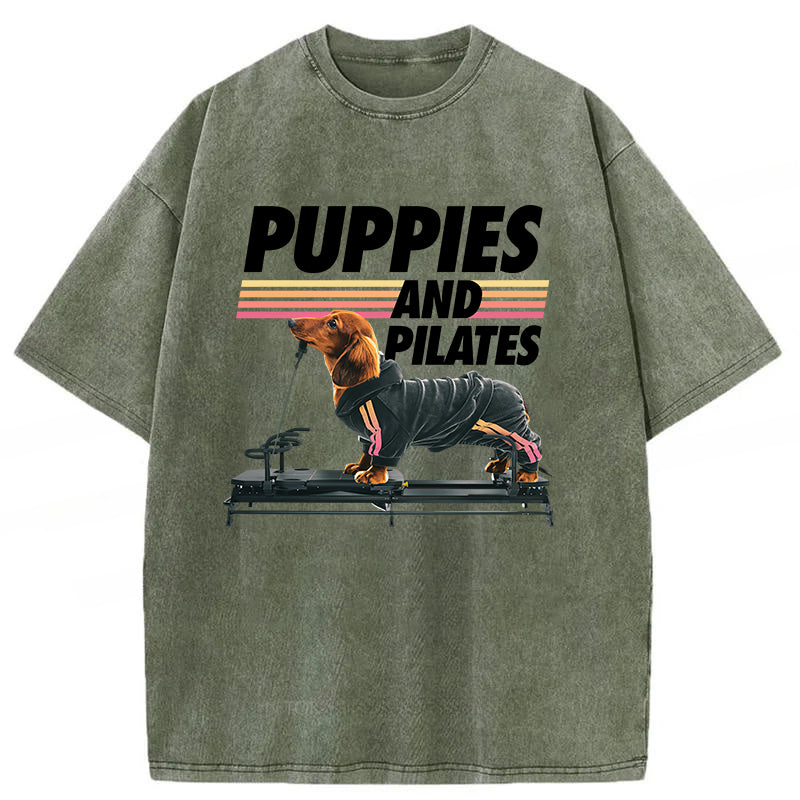 Puppies And Pilates Washed Unisex Tee