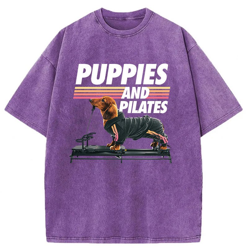 Puppies And Pilates Washed Unisex Tee