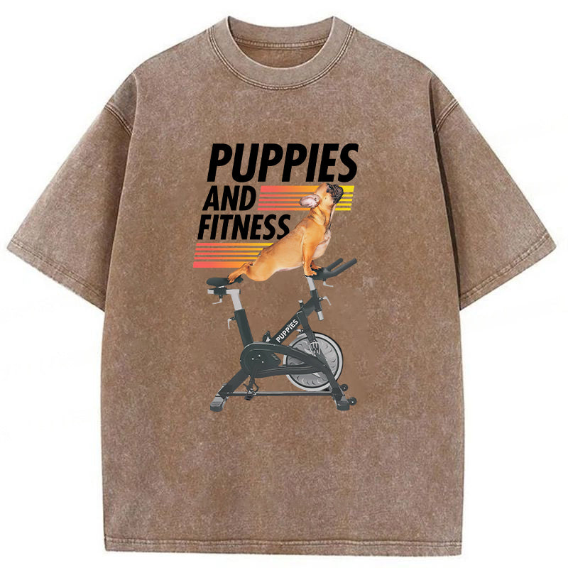 Puppies And Fitness Washed Unisex Tee
