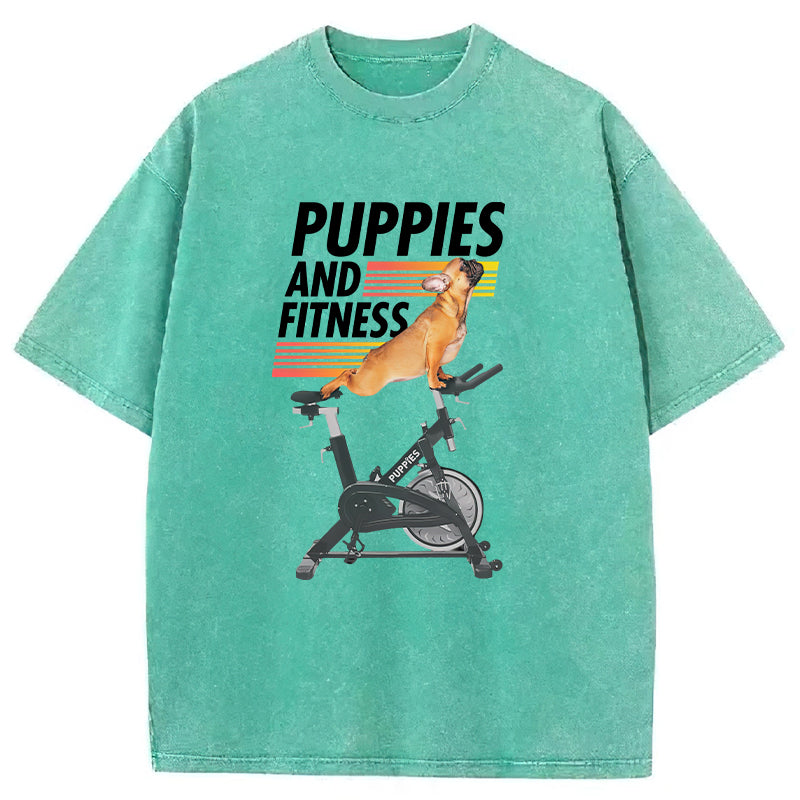 Puppies And Fitness Washed Unisex Tee