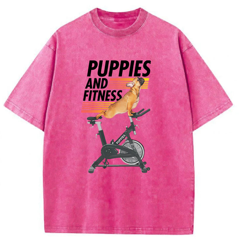 Puppies And Fitness Washed Unisex Tee