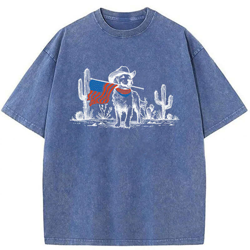 Labrador 4th Of July Washed Unisex Tee