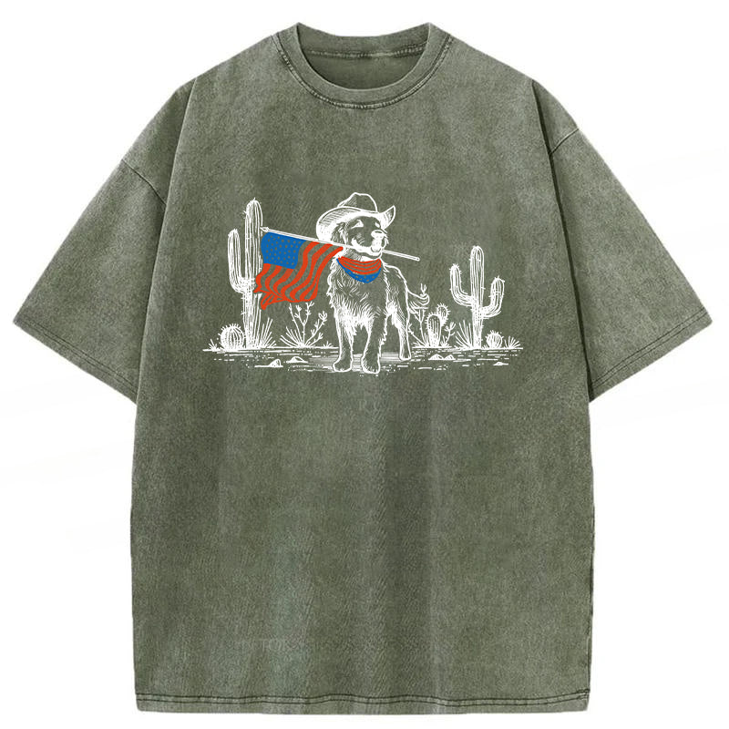 Labrador 4th Of July Washed Unisex Tee