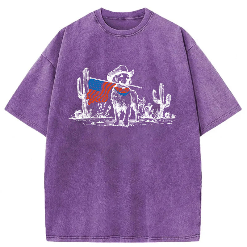 Labrador 4th Of July Washed Unisex Tee