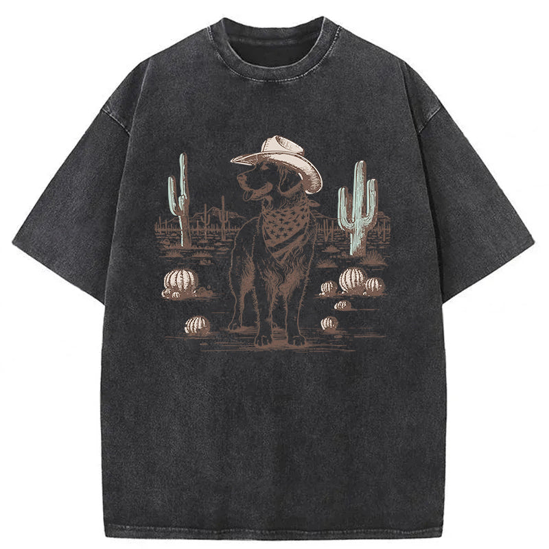 Cowboy Golden Retriever Washed Unisex Tee