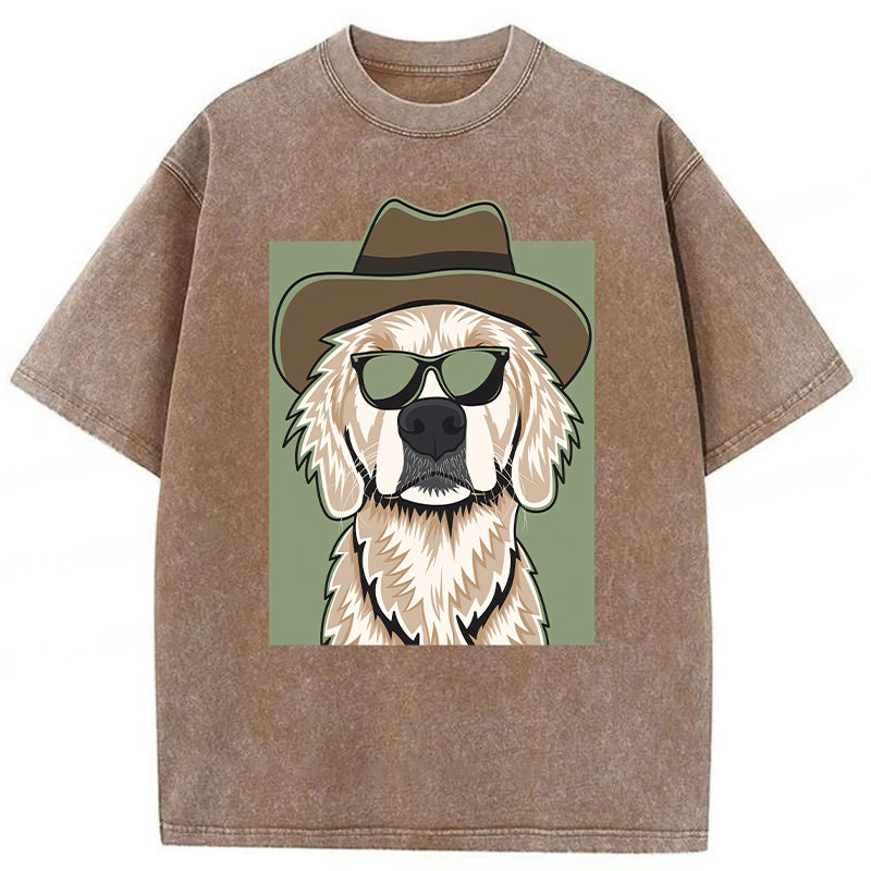 Cowboy Golden Retriever Washed Unisex Tee