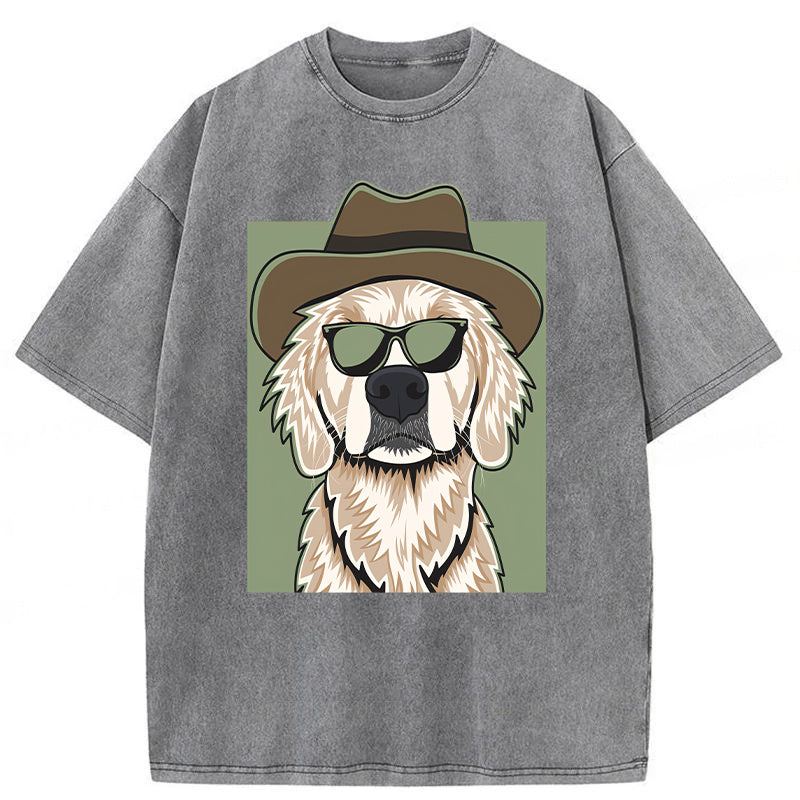 Cowboy Golden Retriever Washed Unisex Tee