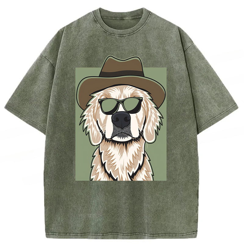 Cowboy Golden Retriever Washed Unisex Tee