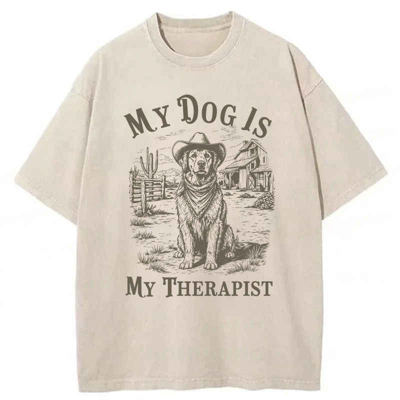 My Dog Is My Therapist Washed Unisex Tee