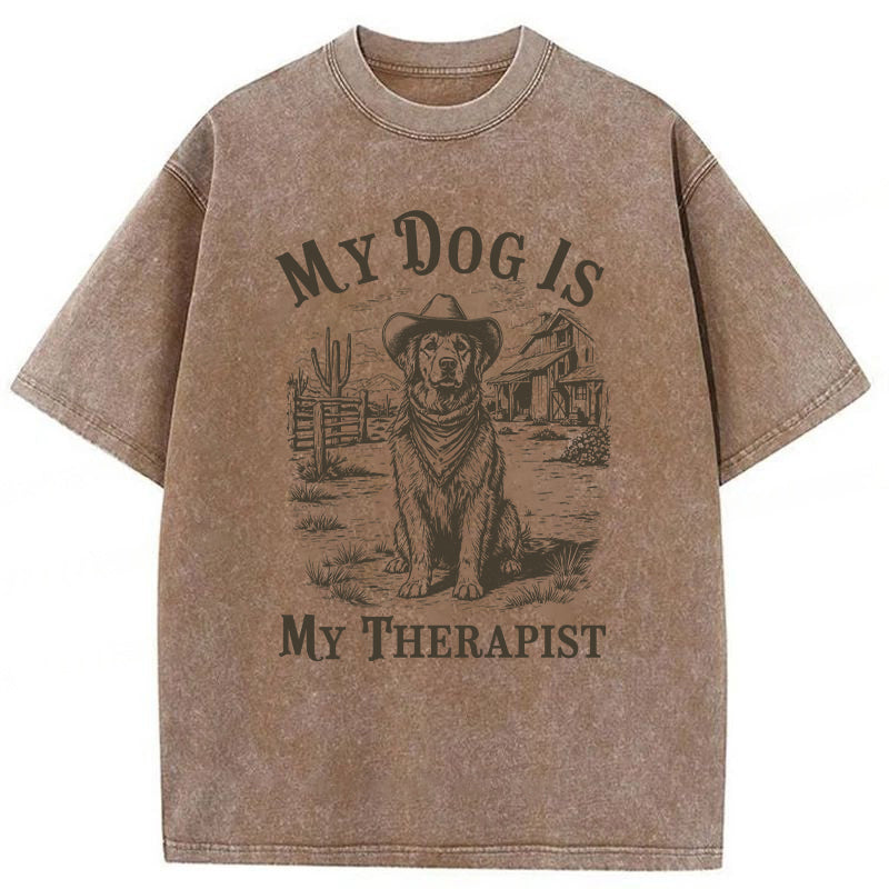 My Dog Is My Therapist Washed Unisex Tee