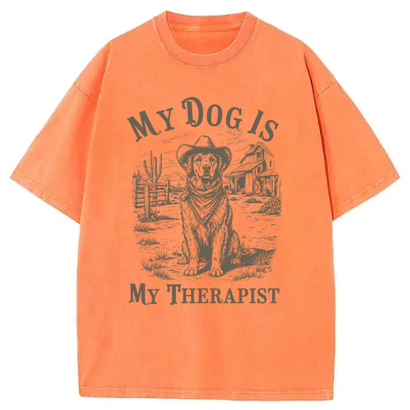 My Dog Is My Therapist Washed Unisex Tee