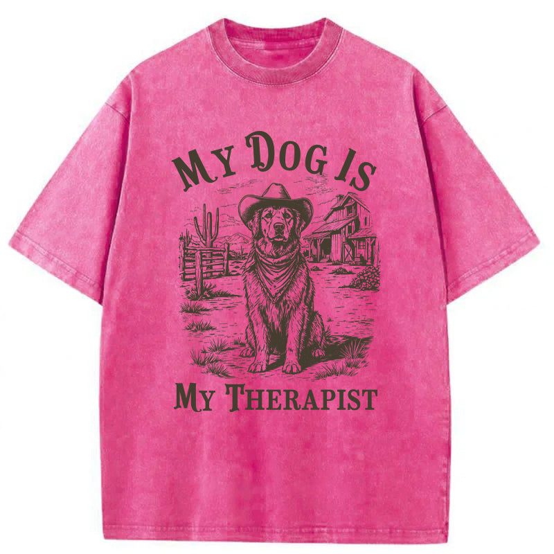 My Dog Is My Therapist Washed Unisex Tee