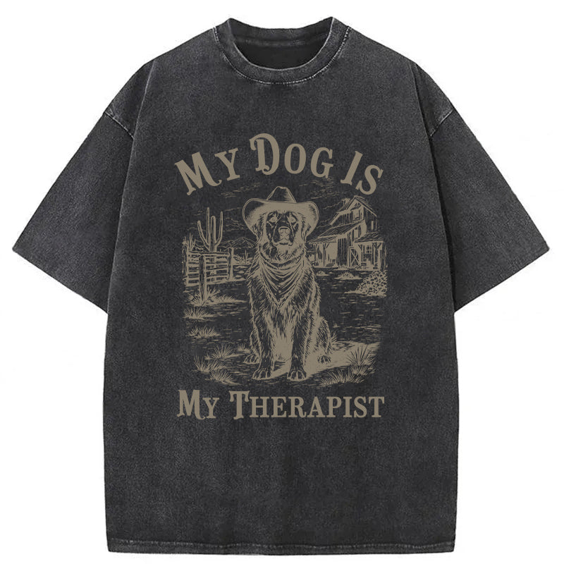 My Dog Is My Therapist Washed Unisex Tee