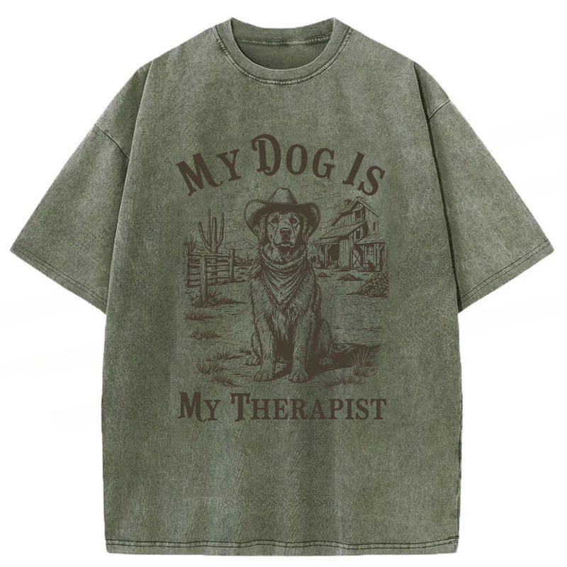 My Dog Is My Therapist Washed Unisex Tee