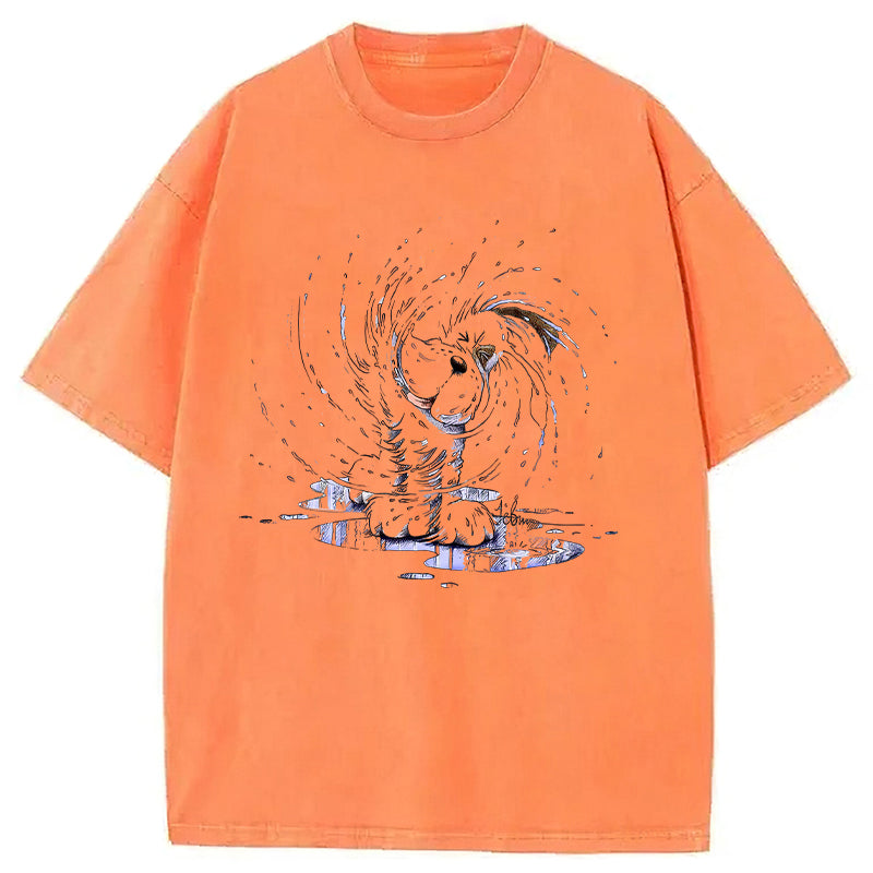 Dog Shaking Water Washed Unisex Tee