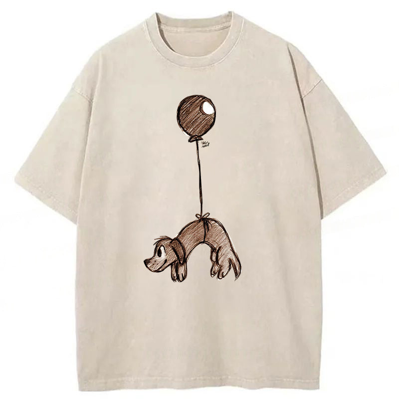 Ballon Flies The Dog Washed Unisex Tee