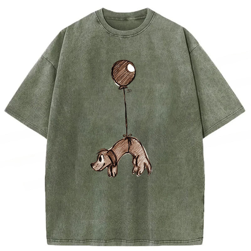 Ballon Flies The Dog Washed Unisex Tee