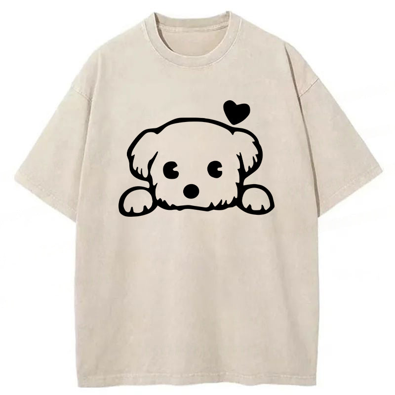 Adorable Dog Sketch Washed Unisex Tee